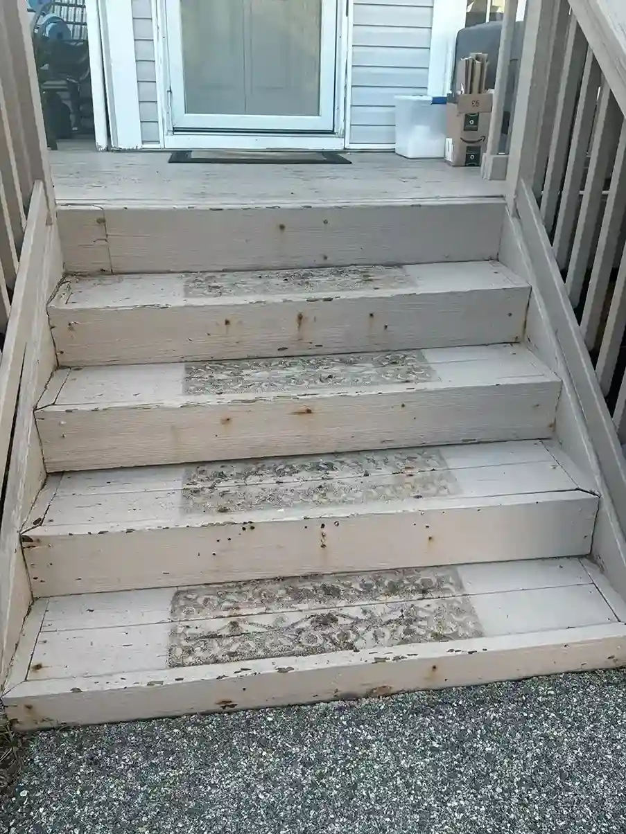 Applying weather-resistant protective stain to wood railings